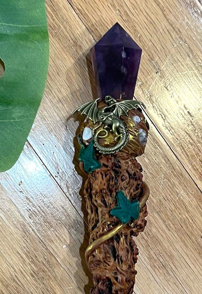 Amethyst Dragon Wand 12"