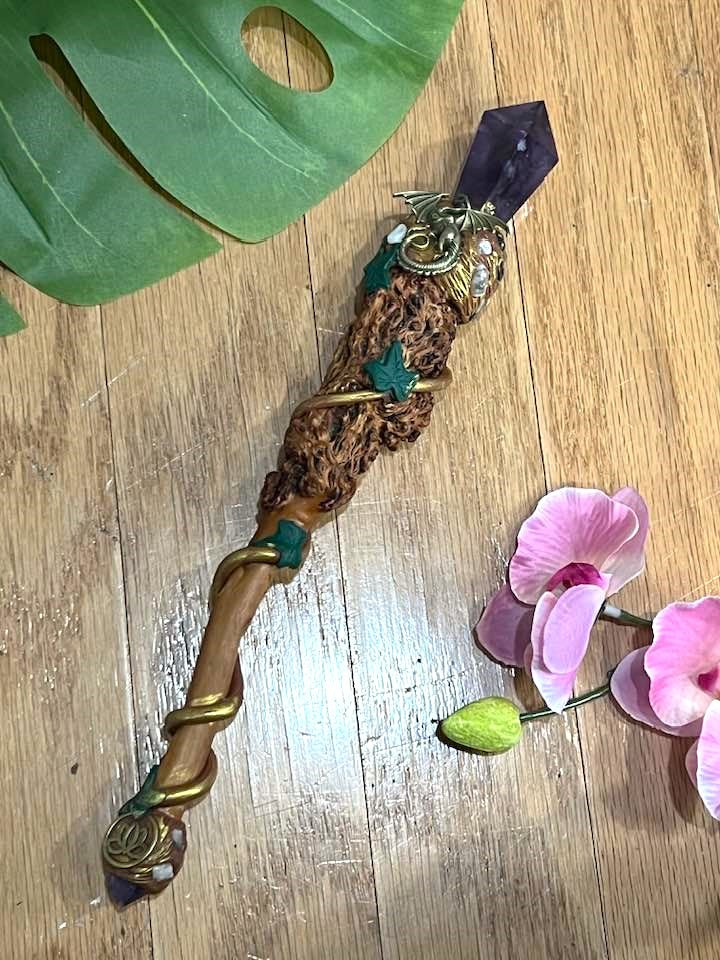 Amethyst Dragon Wand 12"