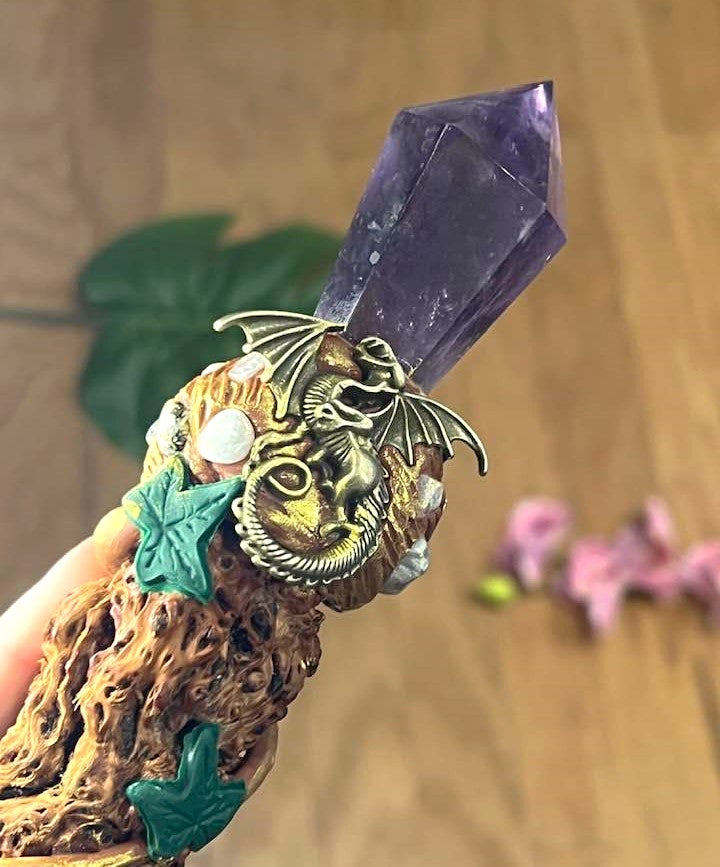 Amethyst Dragon Wand 12"