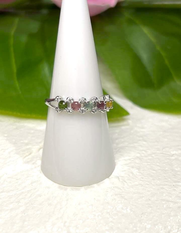 Adjustable Rainbow Tourmaline Wreath Ring