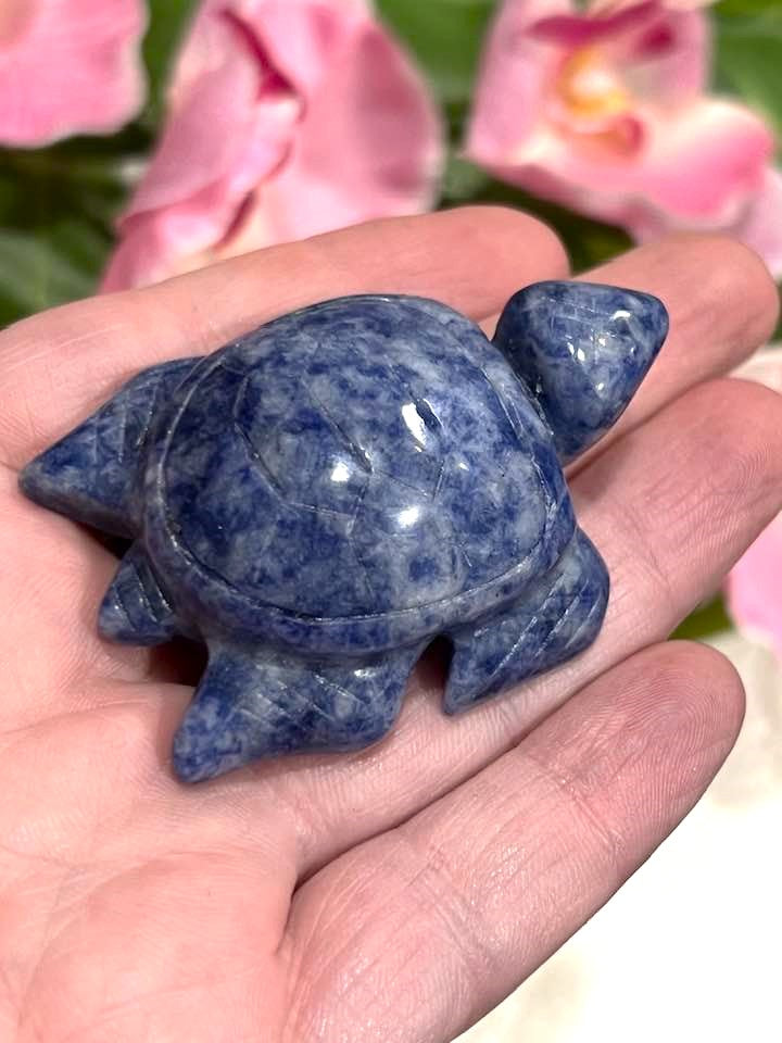Turtle Carvings in Aventurine, Blue Jasper and Tiger's Eye