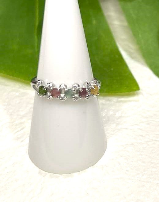 Adjustable Rainbow Tourmaline Wreath Ring
