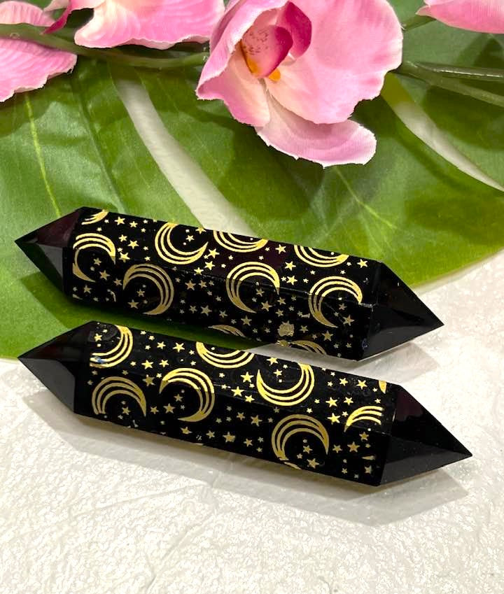 Celestial Double Terminated Wand in Black Obsidian