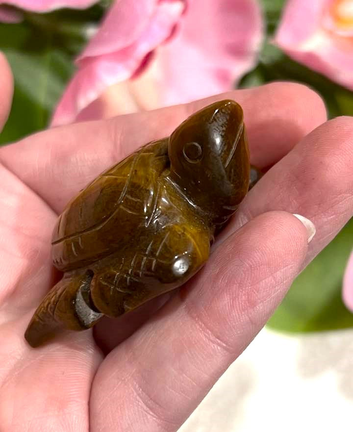 Turtle Carvings in Aventurine, Blue Jasper and Tiger's Eye