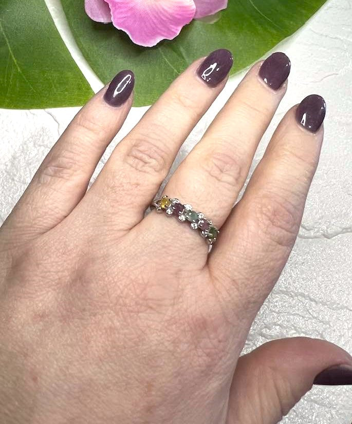 Adjustable Rainbow Tourmaline Wreath Ring