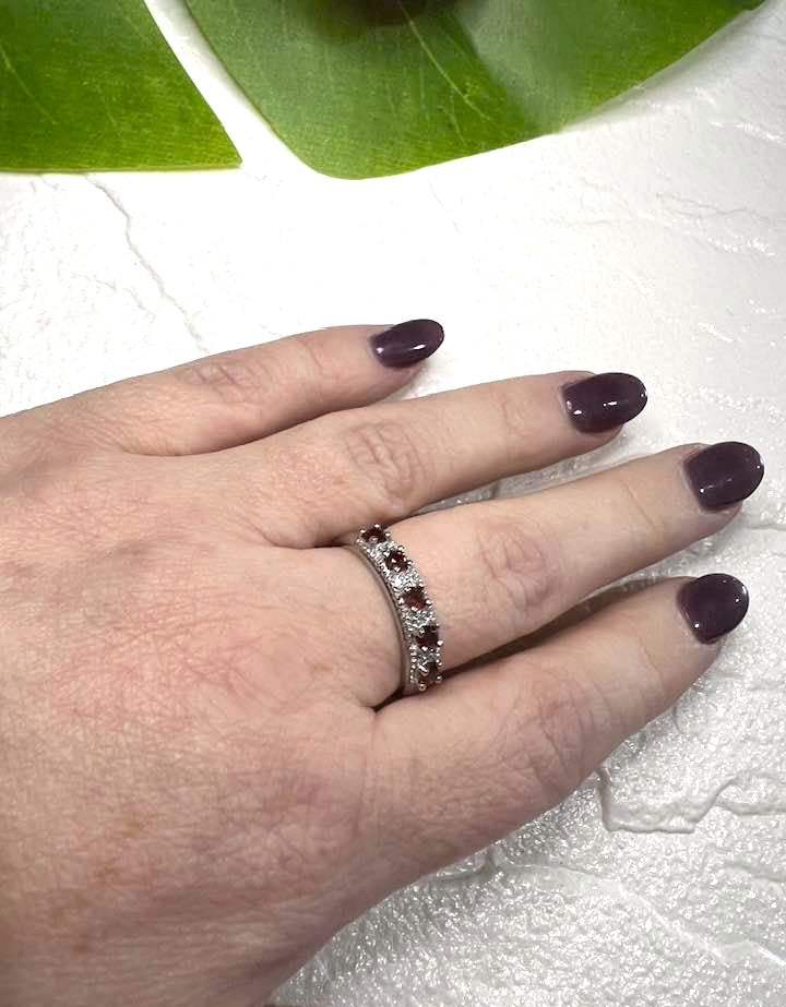Adjustable Garnet Wreath Ring