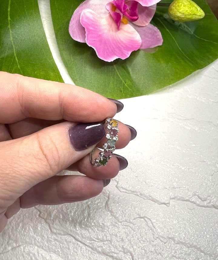 Adjustable Rainbow Tourmaline Wreath Ring