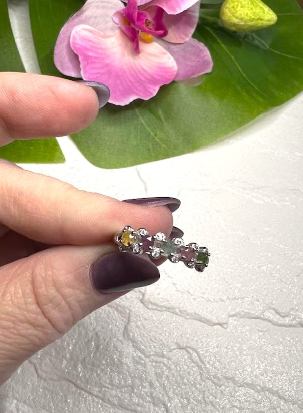 Adjustable Rainbow Tourmaline Wreath Ring