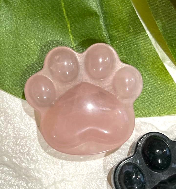 Dog or Cat Paw in Blue Aventurine, Rose Quartz, Agate, Moss Agate