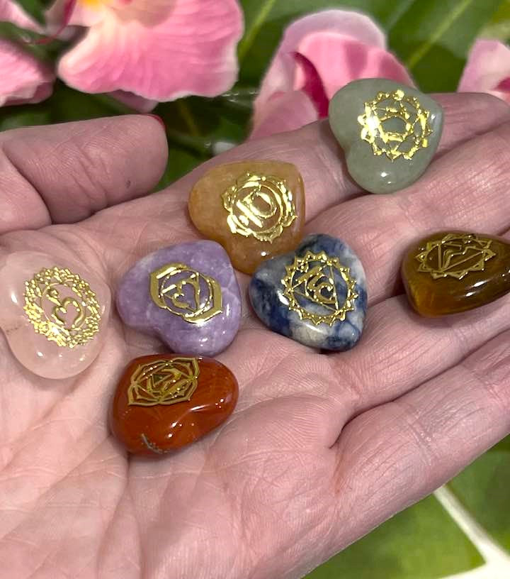 Miniature Chakra Set of 7 Stones or Hearts