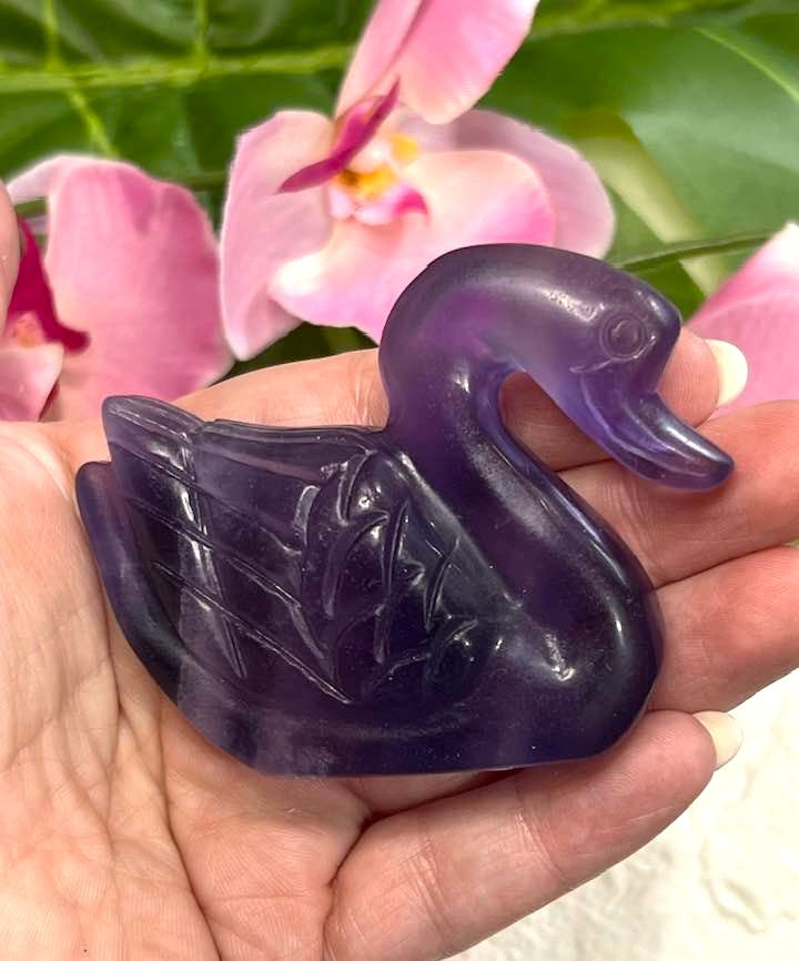 Fluorite or Lepidolite Swan