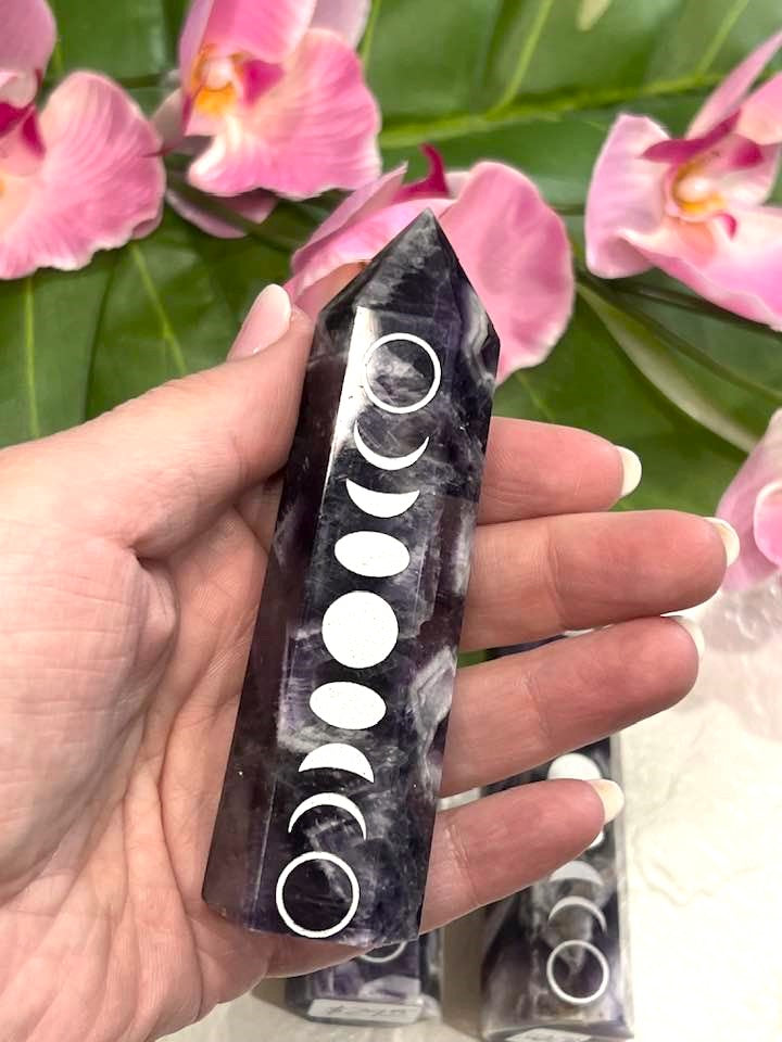 Chevron Amethyst Phases of the Moon Tower