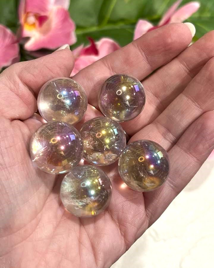 Aqua Aura Clear Quartz Sphere