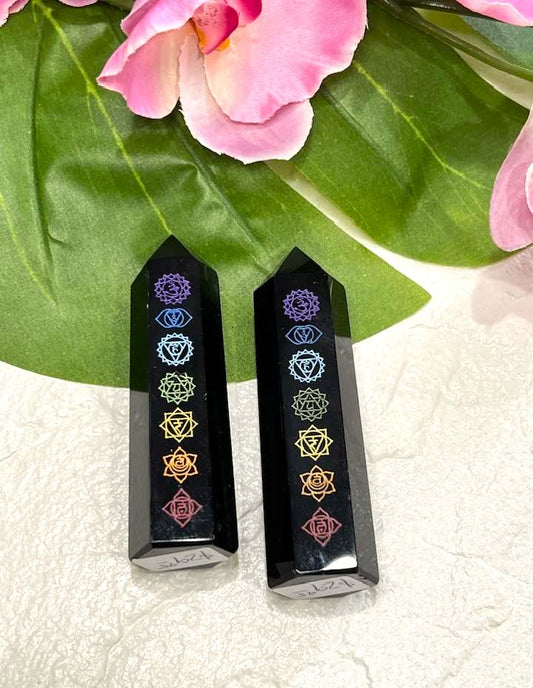 Black Obsidian Chakra Tower