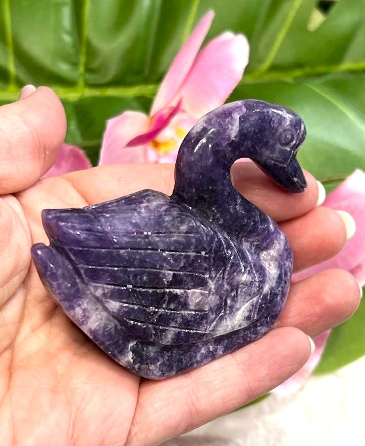 Fluorite or Lepidolite Swan