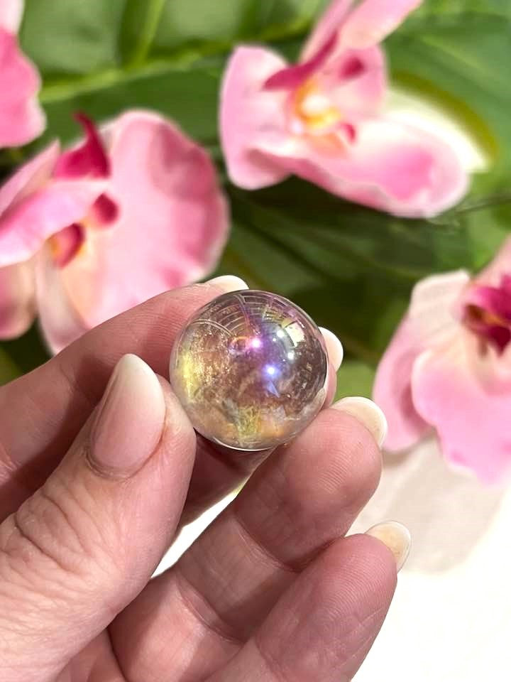 Aqua Aura Clear Quartz Sphere
