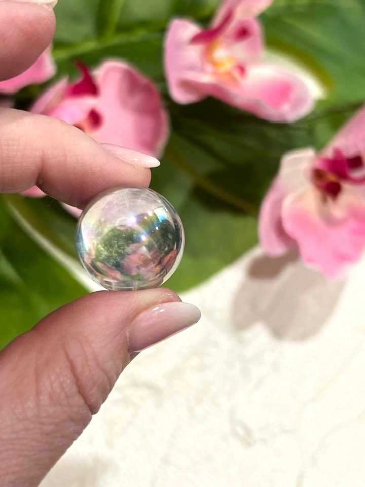 Aqua Aura Clear Quartz Sphere