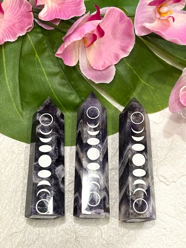Chevron Amethyst Phases of the Moon Tower