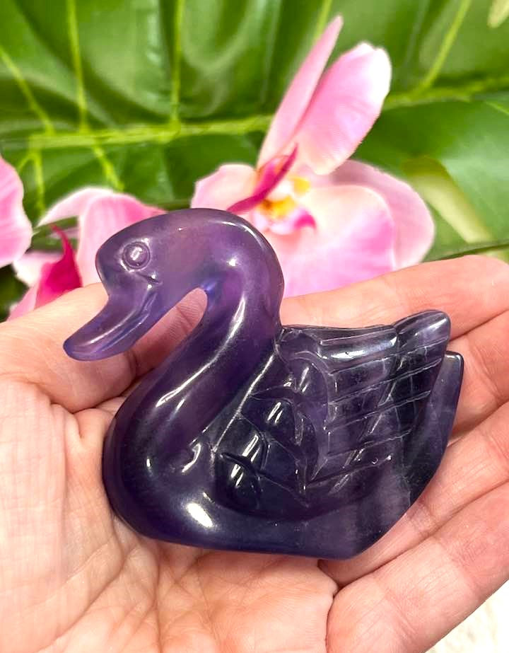 Fluorite or Lepidolite Swan