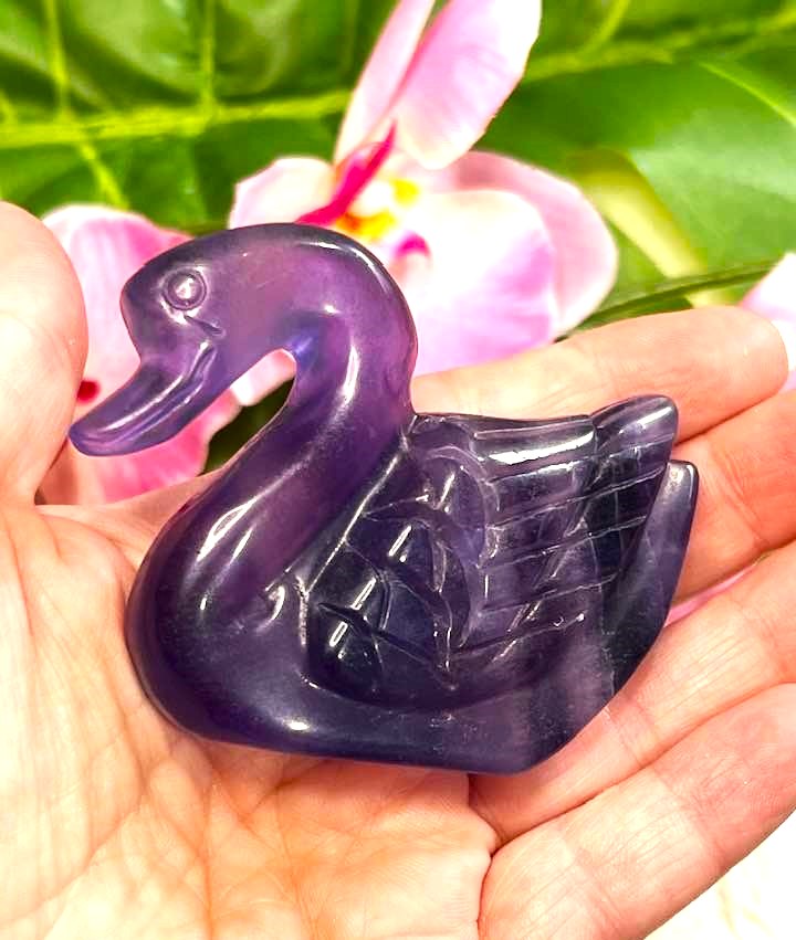 Fluorite or Lepidolite Swan