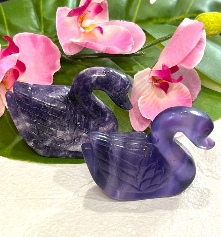 Fluorite or Lepidolite Swan