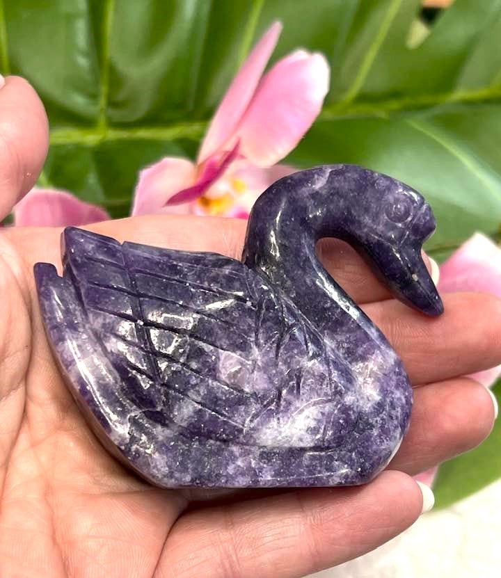 Fluorite or Lepidolite Swan