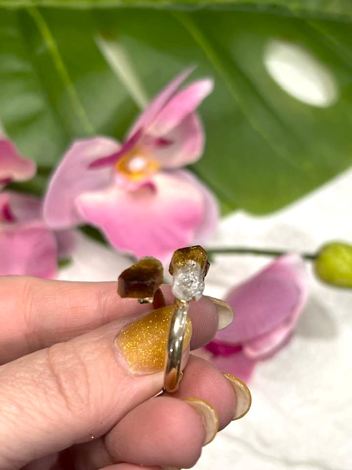 Adjustable Black Tourmaline or Citrine Ring