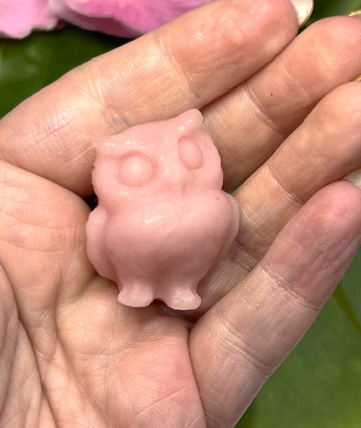 Pink Opal Quizzical Owl for Dissipating Stress
