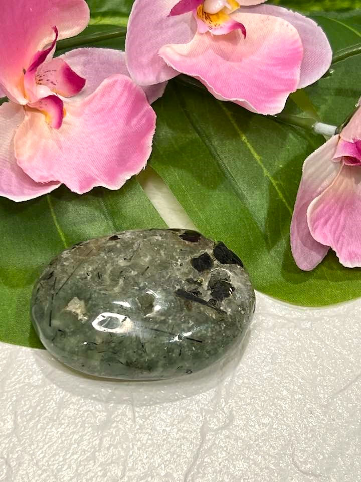 Prehnite Green Jade Palm Stone for Healing
