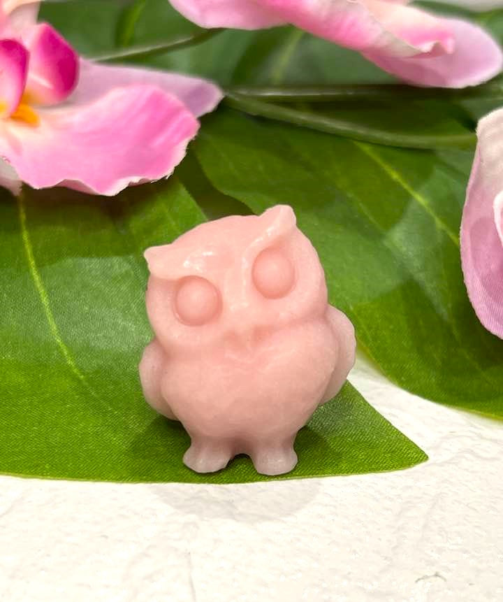 Pink Opal Quizzical Owl for Dissipating Stress