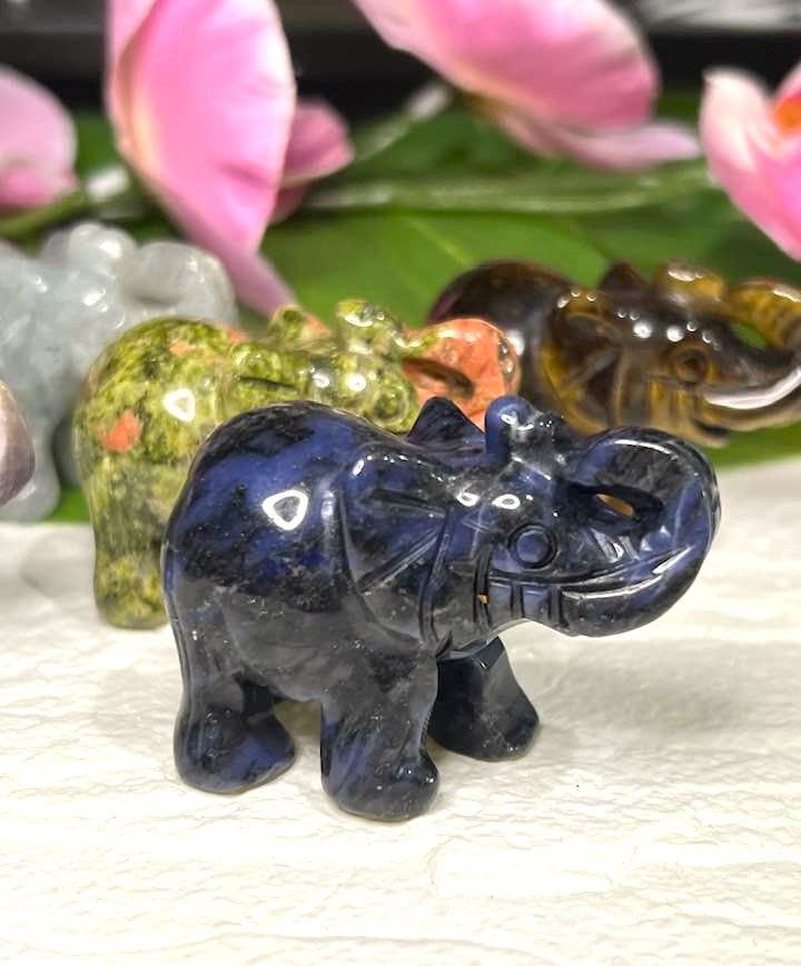 Natural Stone Elephant 2" in variety of stones