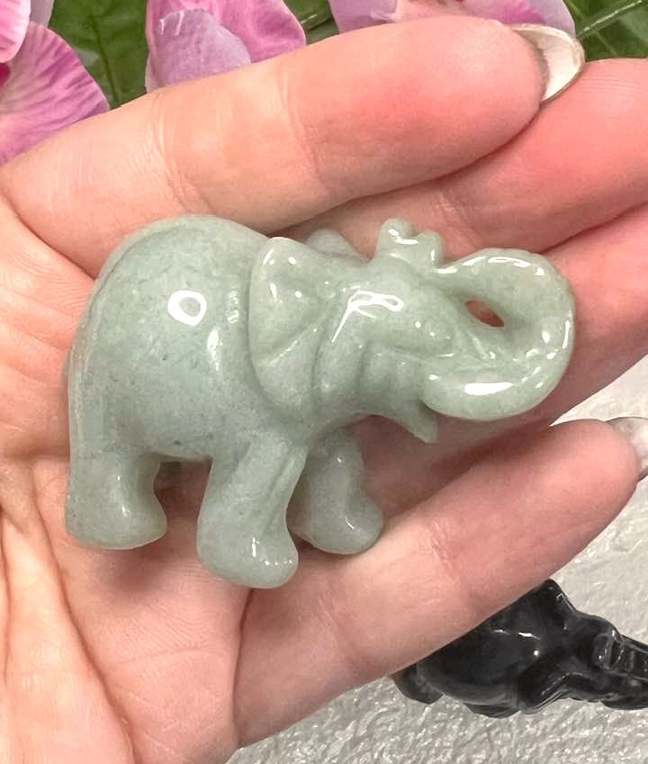 Natural Stone Elephant 2" in variety of stones