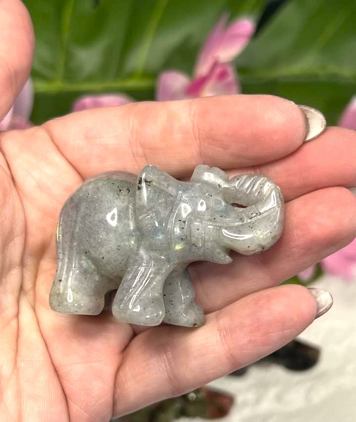 Natural Stone Elephant 2" in variety of stones