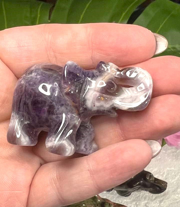 Natural Stone Elephant 2" in variety of stones