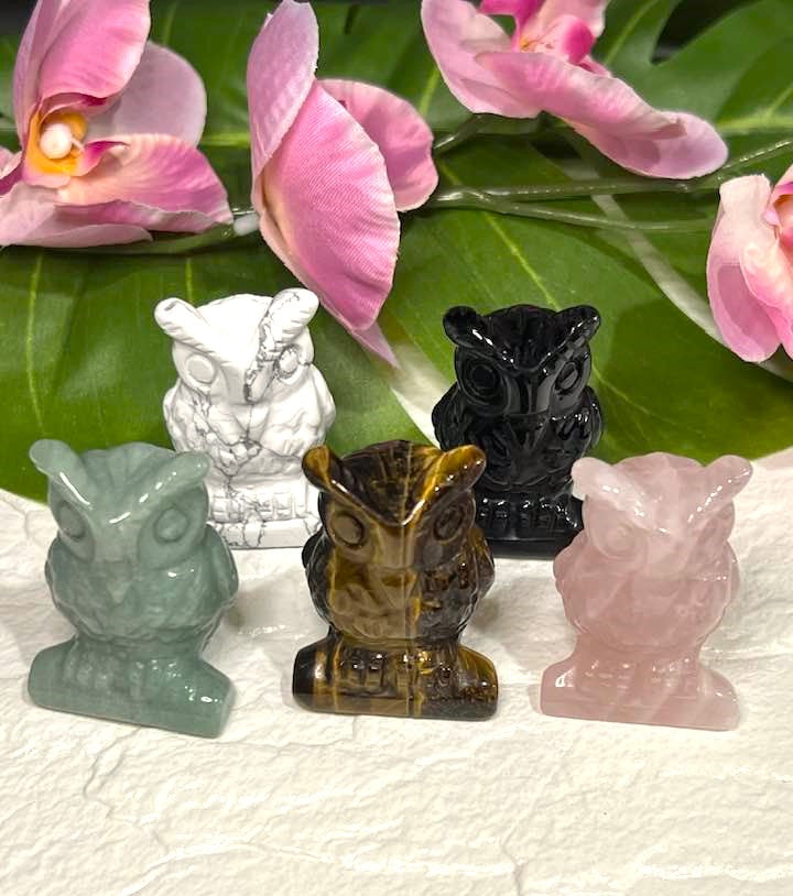 Natural Stone Owl in a variety of stones