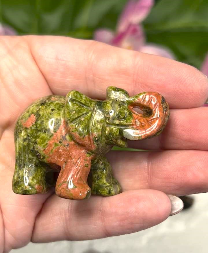 Natural Stone Elephant 2" in variety of stones