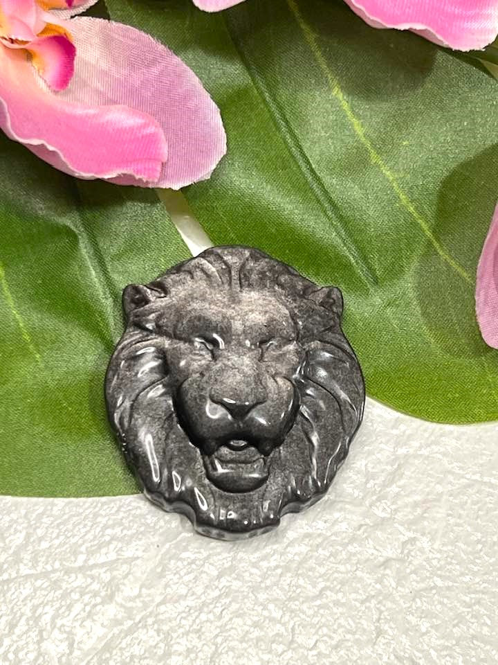 Silver Sheen Obsidian Lion