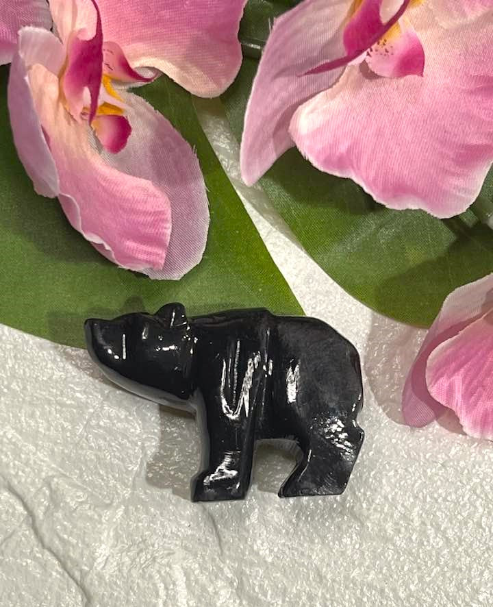 Black Onyx Bear Figurine for protection