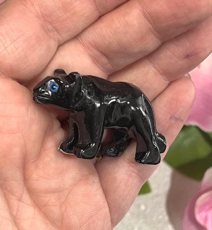 Black Onyx Panther Carving