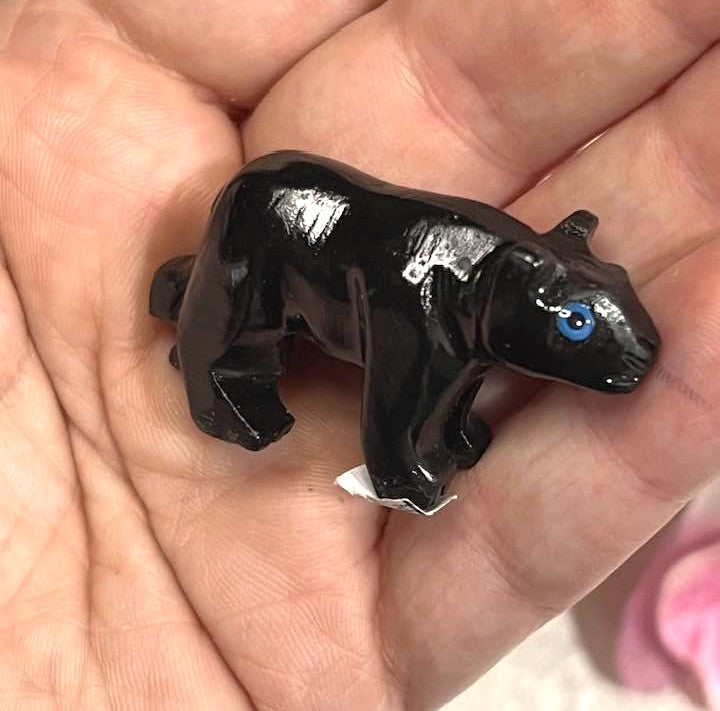 Black Onyx Panther Carving