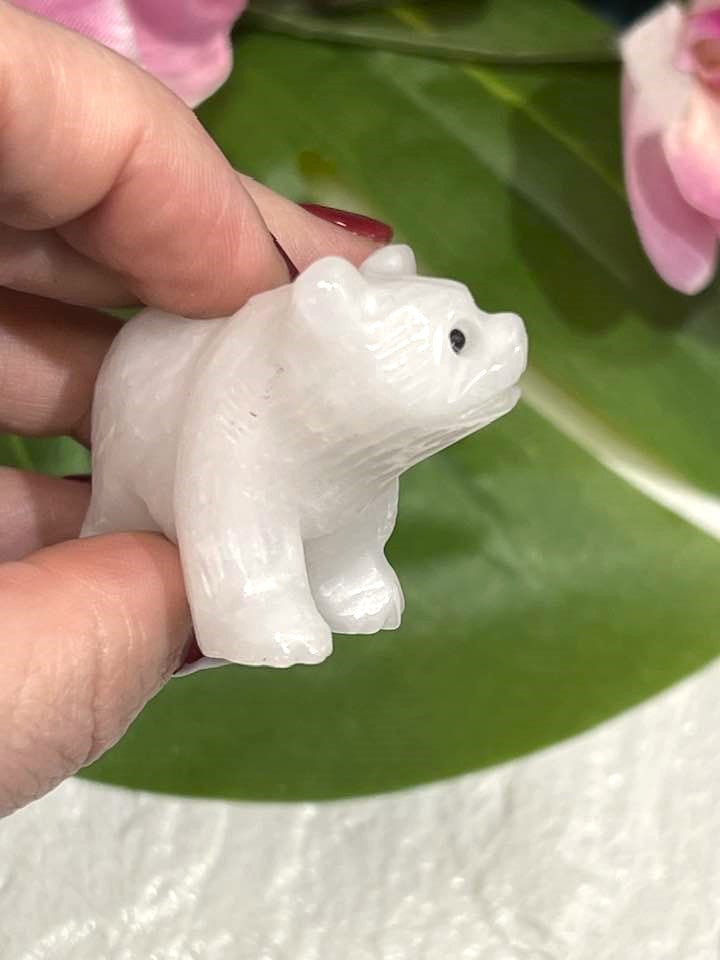White Jade Polar Bear Carving
