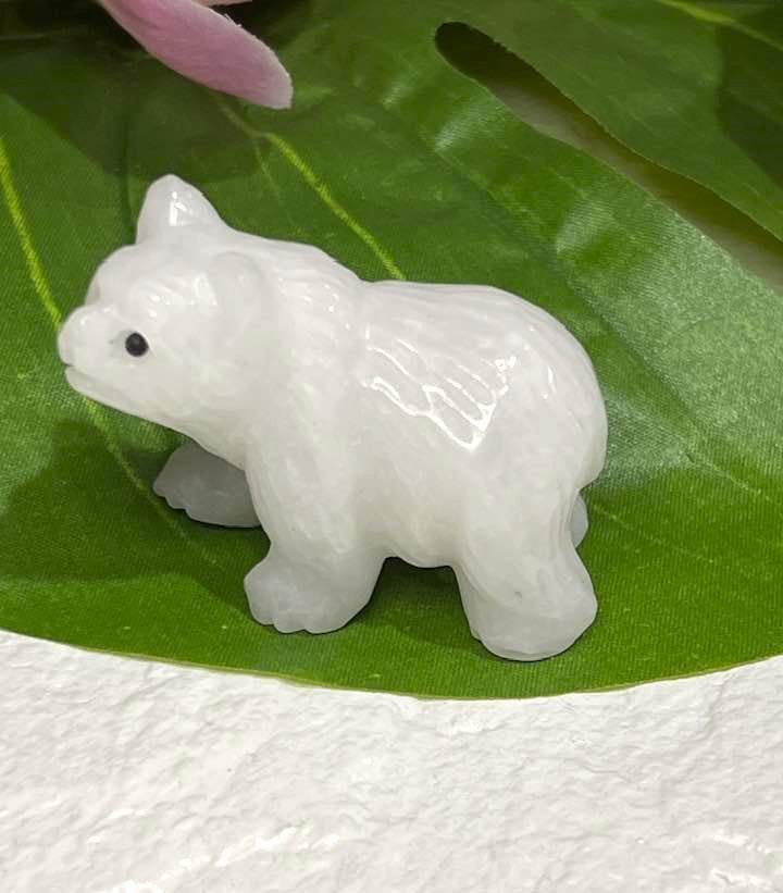 White Jade Polar Bear Carving