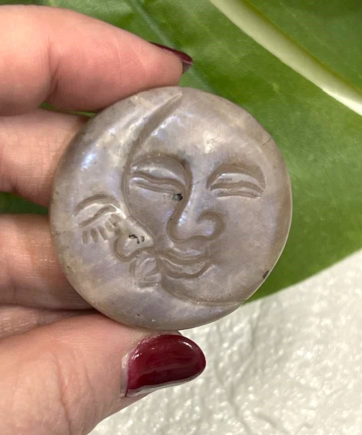 Moonstone Kissing Sun & Moon Carving
