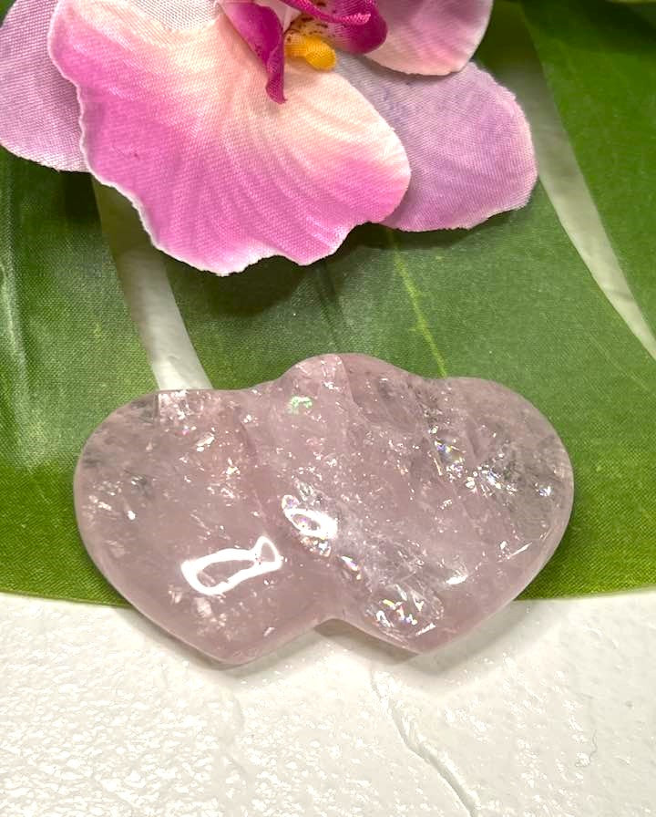 Rose Quartz Double Heart