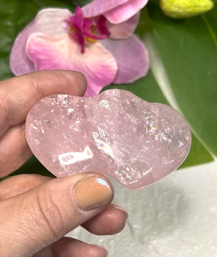 Rose Quartz Double Heart