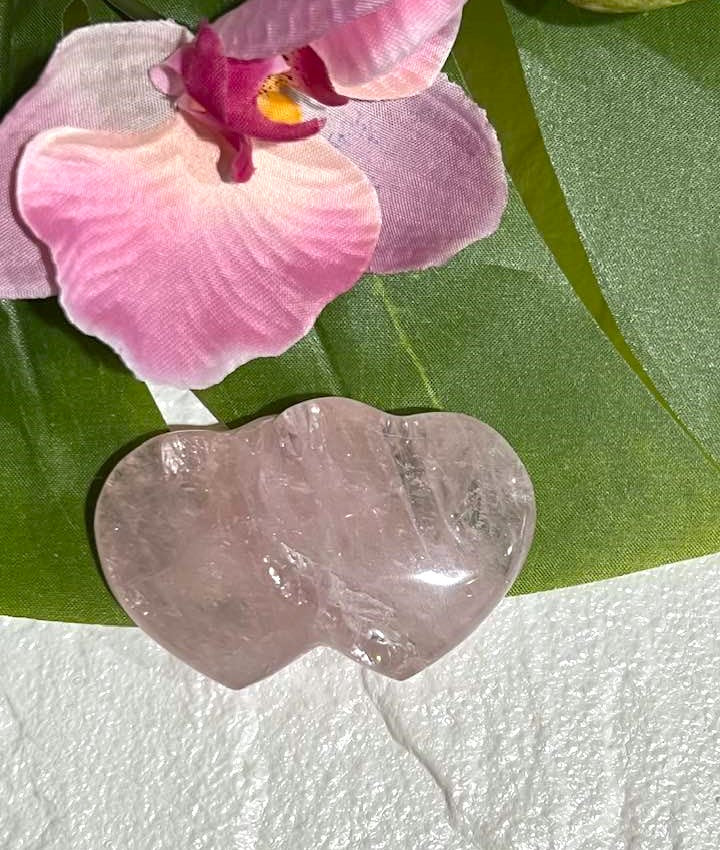 Rose Quartz Double Heart