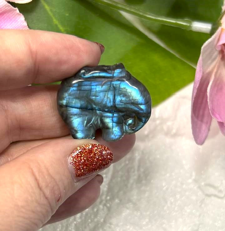 Elephant Carving in Labradorite