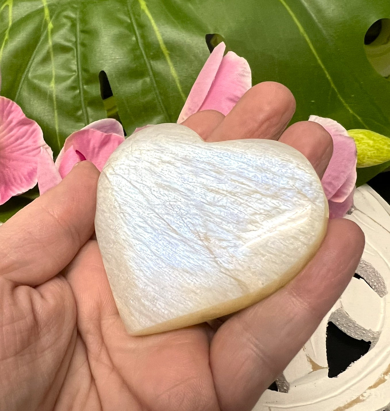 Moonstone Heart for Intuition and Receptivity