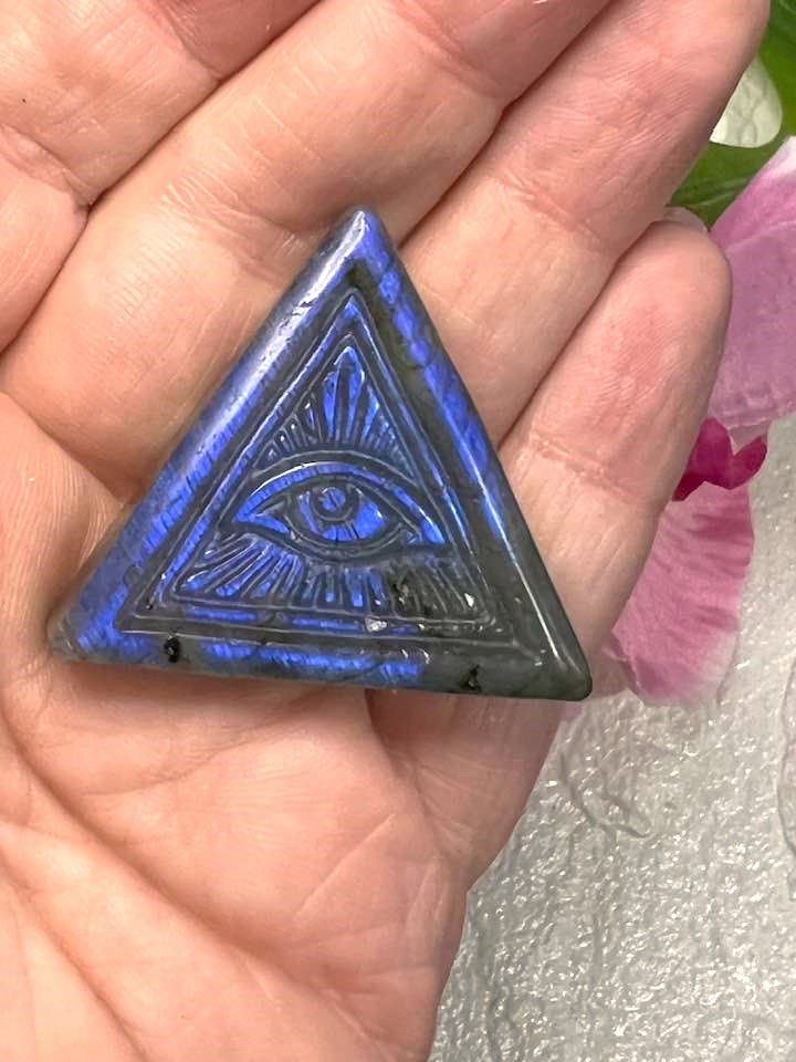 All Seeing Eye Carving in Labradorite