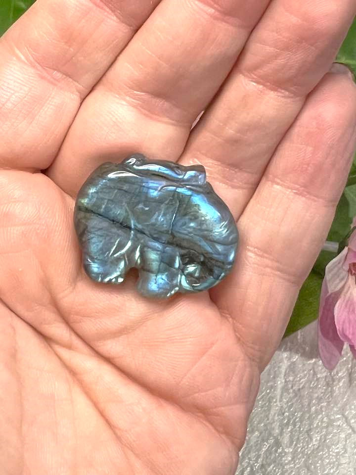Elephant Carving in Labradorite